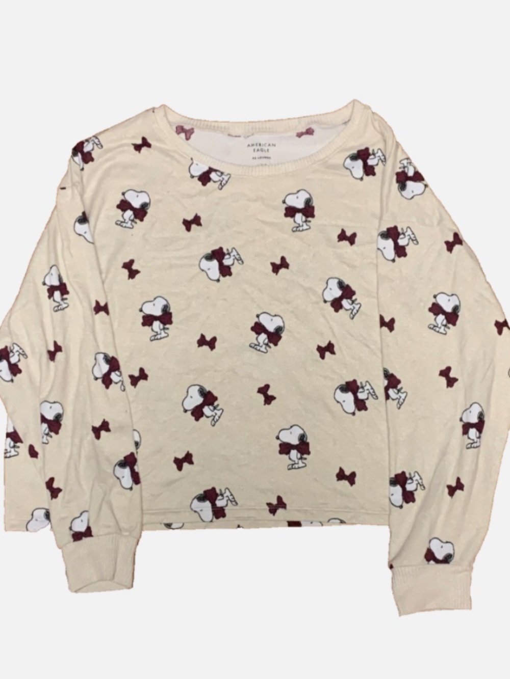 American Eagle x Peanuts Crop Sweater Womens Size Large Snoopy AE Lounge